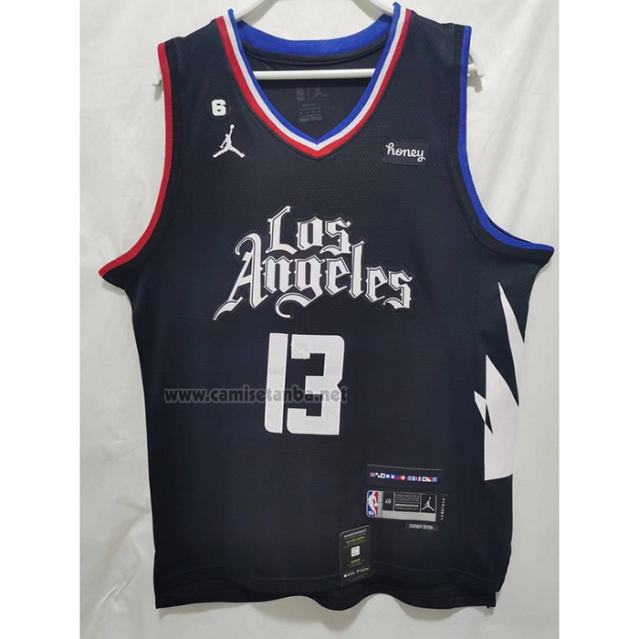 Camiseta Los Angeles Clippers Paul George #13 Statement 2022-23 Negro